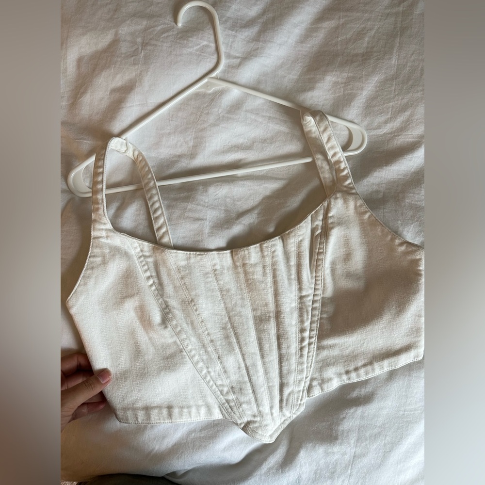 Zara Cream Corset Crop Top